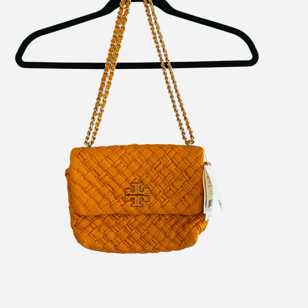 This is a Tory Burch Britten Woven Small Adjustable Shoulder Bag NWT $558.00 - Picture 4 of 11